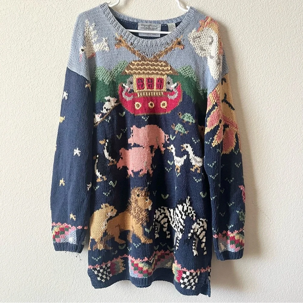 Northern Isles Hand Knit Vintage Cottagecore Chunky Oversized Crewneck Sweater L - Picture 1 of 8